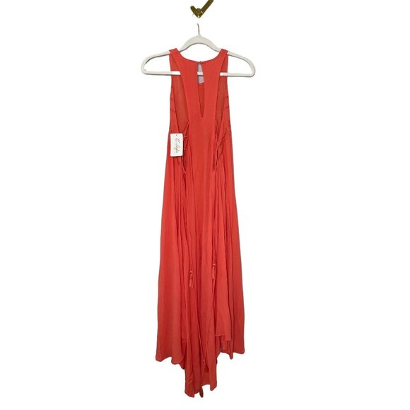 ASTR the Label Victoria Coral Pink Lace-Up Midi Dress Cutout Flowy Size Small - Picture 6 of 9